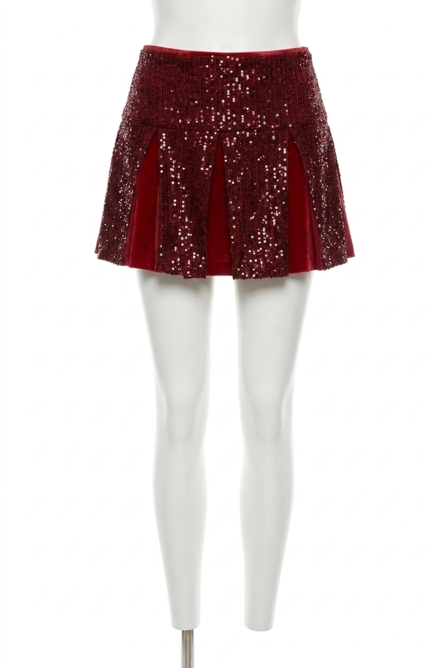 NEW TCEC morgan sequin mini skirt in maroon